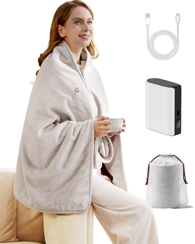 Main image of Cordless Heated Blanket with Battery Pack - Rechargeable Heated Shawl & Portable Heated Throw,Far-Infrared Heating,Wearable Blanket for Office,Travel,Car & Outdoor, Gift for People Who Are Always Cold
