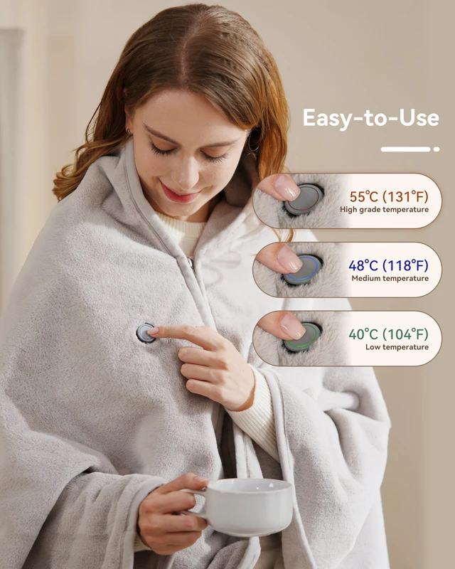 Alt view image 3 of 7 - Cordless Heated Blanket with Battery Pack - Rechargeable Heated Shawl & Portable Heated Throw,Far-Infrared Heating,Wearable Blanket for Office,Travel,Car & Outdoor, Gift for People Who Are Always Cold