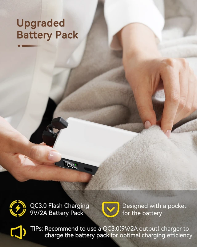 Alt view image 4 of 7 - Cordless Heated Blanket with Battery Pack - Rechargeable Heated Shawl & Portable Heated Throw,Far-Infrared Heating,Wearable Blanket for Office,Travel,Car & Outdoor, Gift for People Who Are Always Cold