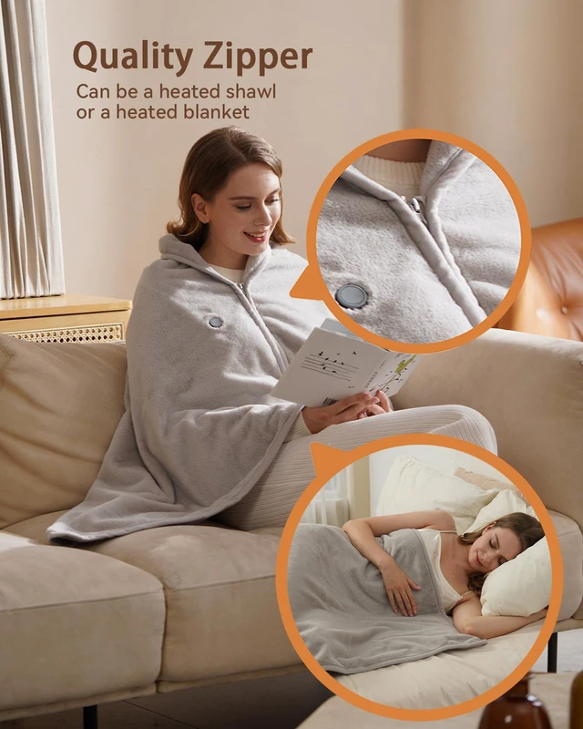 Alt view image 5 of 7 - Cordless Heated Blanket with Battery Pack - Rechargeable Heated Shawl & Portable Heated Throw,Far-Infrared Heating,Wearable Blanket for Office,Travel,Car & Outdoor, Gift for People Who Are Always Cold