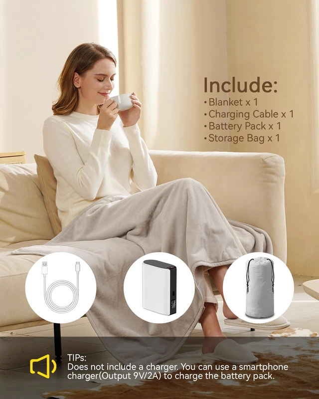 Alt view image 7 of 7 - Cordless Heated Blanket with Battery Pack - Rechargeable Heated Shawl & Portable Heated Throw,Far-Infrared Heating,Wearable Blanket for Office,Travel,Car & Outdoor, Gift for People Who Are Always Cold