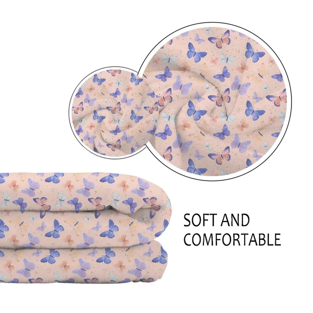 Alt view image 6 of 7 - Butterfly Print Throw Blanket Home Sofa Decoration Cute 51"x59" | Lightweight Cozy Fuzzy, Camping Travel Casual Bed Decor, All Season Use Soft Couch Blanket for Daily
