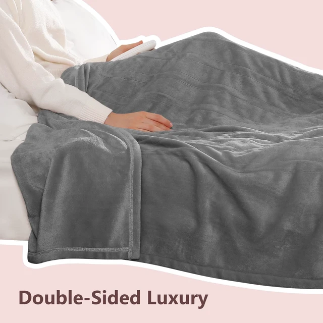 Alt view image 7 of 7 - Electric Blanket Queen Heated Blanket Queen Size 84''X 90'', Silver Gray | Double-Sided Silky Flannel, Dual Controllers, Energy-Efficient Heat, Lower Bills, for Couples/Adults, Great Grandma Gifts