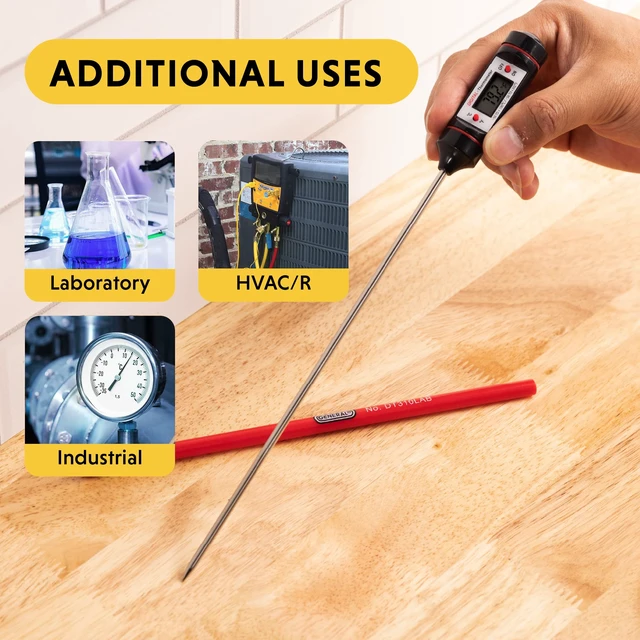 Alt view image 2 of 6 - Digital Thermometer #DT310LAB, 8 Inch Extra Long Stainless Steel Probe, -58 to 302 degrees Fahrenheit (-50 to 150 degrees Celsius) Range with High and Low Alarms, Auto-Off