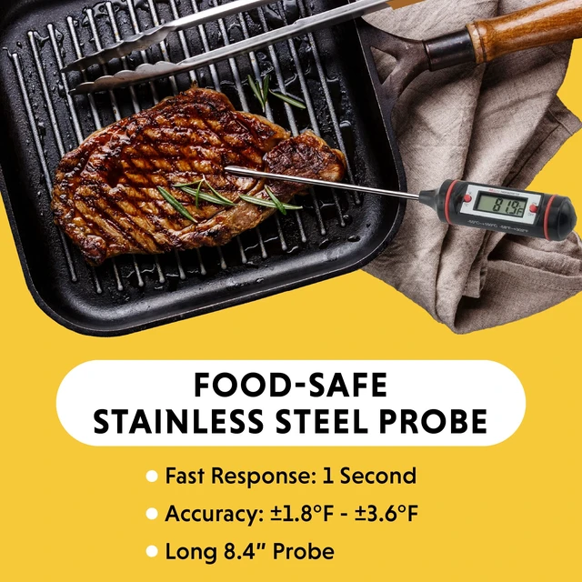 Alt view image 3 of 6 - Digital Thermometer #DT310LAB, 8 Inch Extra Long Stainless Steel Probe, -58 to 302 degrees Fahrenheit (-50 to 150 degrees Celsius) Range with High and Low Alarms, Auto-Off