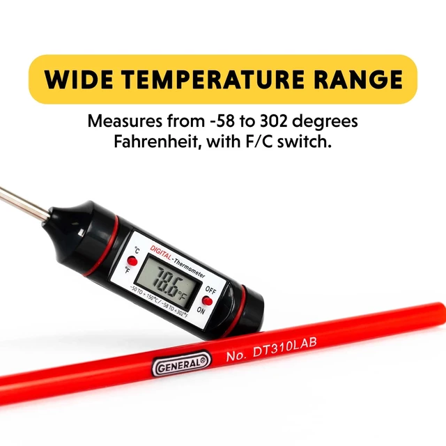 Alt view image 5 of 6 - Digital Thermometer #DT310LAB, 8 Inch Extra Long Stainless Steel Probe, -58 to 302 degrees Fahrenheit (-50 to 150 degrees Celsius) Range with High and Low Alarms, Auto-Off