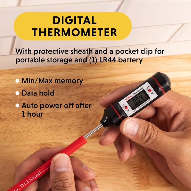 Alt view image 6 of 6 - Digital Thermometer #DT310LAB, 8 Inch Extra Long Stainless Steel Probe, -58 to 302 degrees Fahrenheit (-50 to 150 degrees Celsius) Range with High and Low Alarms, Auto-Off