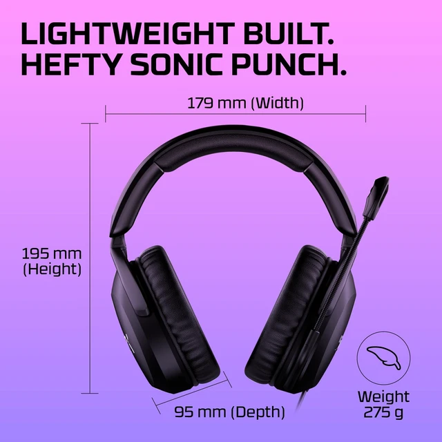 Alt view image 7 of 7 - Cloud Stinger 2 Gaming Headset, DTS Headphone:X Spatial Audio, Lightweight Over-Ear Headset with mic, Swivel-to-Mute Function, 50mm Drivers, PC Compatible, Black