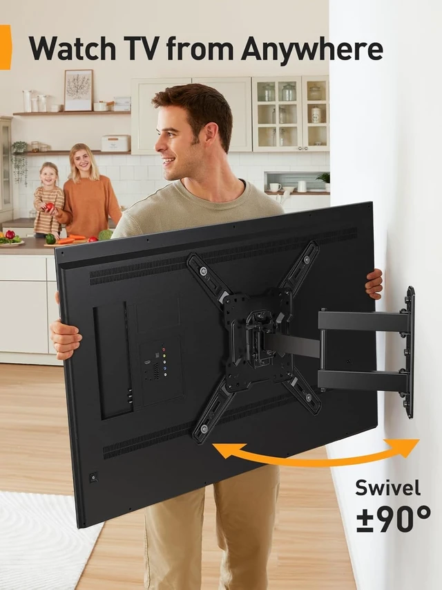 Alt view image 7 of 7 - Full Motion TV Mount for 2665 inch TVs up to 82 lbs | Swivel Articulating Corner TV Wall mount with Tool-Free, Single Stud Wall Mount TV bracket, Max VESA 400x400mm PGMF3