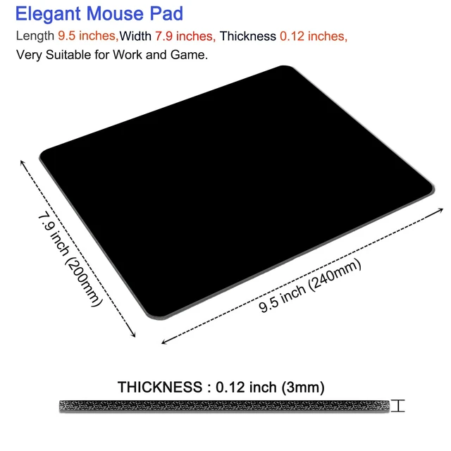 Alt view image 3 of 7 - Mouse Pad, Square Mousepad, Personalized Premium-Textured, Non-Slip Rubber Base Mouse Mat, Waterproof Gaming Mouse Pad for Wireless Mouse, Computers, Laptop, Office, Home (Black)