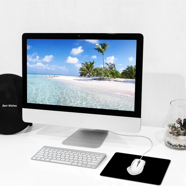 Alt view image 6 of 7 - Mouse Pad, Square Mousepad, Personalized Premium-Textured, Non-Slip Rubber Base Mouse Mat, Waterproof Gaming Mouse Pad for Wireless Mouse, Computers, Laptop, Office, Home (Black)