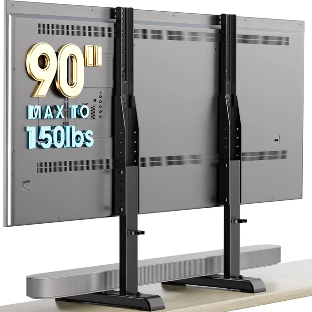 Main image of Table Top TV Stand with Height Adjustable TV Legs Replacement for Most 37-86 Inch Flat Curved TVs,Steel TV Base Feet Holds up to 150 lbs with Cable Management, Max VESA 800x600mm Black