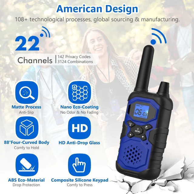 Alt view image 4 of 6 - 2 Way Radios for Adults Long Range Walkie Talkies Kids Rechargeable 4 Pack