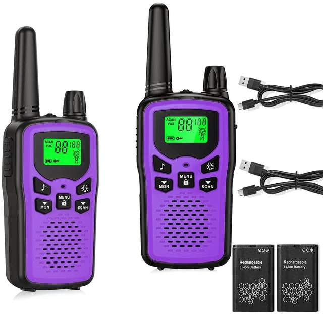 Main image of Walkie Talkies 2 Pack,Kartal Rechargeable Purple Walkie Talkies with 22 FRS Channels,Two Way Radios with LED Flashlight for Hiking Cruises Camping