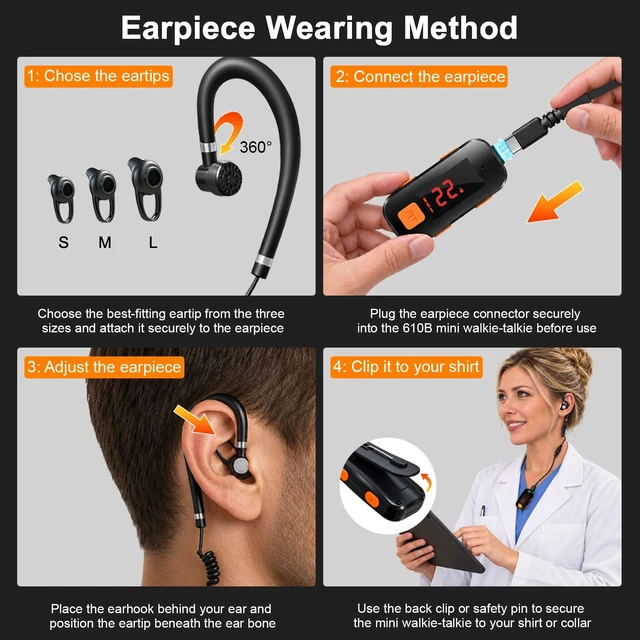 Alt view image 4 of 7 - 2 Pack Mini Walkie Talkies, IP54 Waterproof Two Way Radios | Portable Communication Devices for Baseball, Restaurants, Retail Stores, Hospital, Adults & Team Use