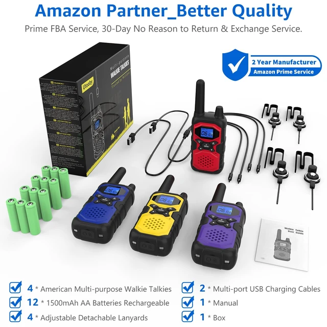 Alt view image 2 of 7 - 2 Way Radios for Adults Long Range Walkie Talkies Kids Rechargeable 4 Pack