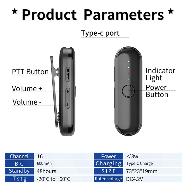 Alt view image 7 of 7 - Super Mini Walkie Talkies, Touch-to-Talk Two Way Radio, Small Secure Clip-On Walkie Talkie with Earpieces for Outdoor Sports, Restaurants, Retail Stores, Baseball, Hospital, Biking, Adults, 2 Pack