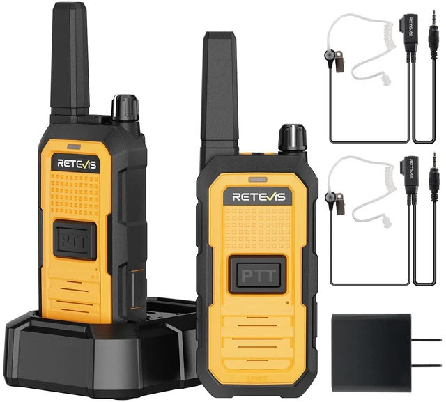 Main image of RB48A IP67 Waterproof Walkie Talkies, Jobsite Two Way Radios | Floating, Noise Canceling-25 dB Higher SNR with Acoustic Tube Earpieces,23-Hr Runtime, License Free- for Construction, 2 Pack