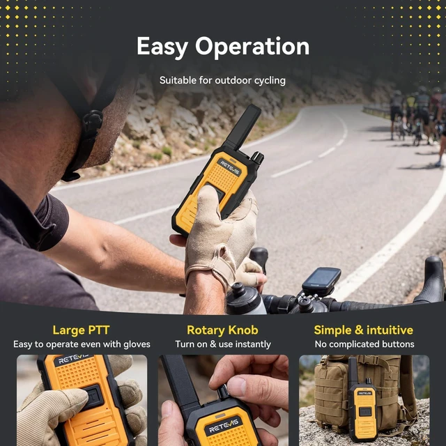 Alt view image 6 of 7 - RB48A IP67 Waterproof Walkie Talkies, Jobsite Two Way Radios | Floating, Noise Canceling-25 dB Higher SNR with Acoustic Tube Earpieces,23-Hr Runtime, License Free- for Construction, 2 Pack