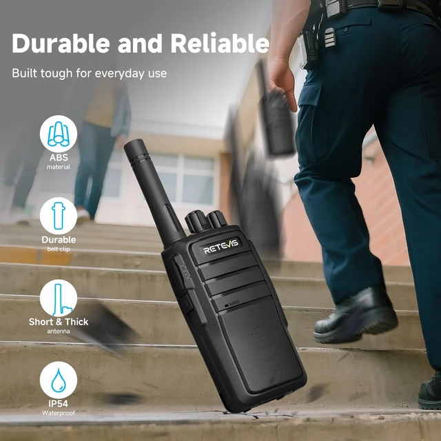 Alt view image 3 of 7 - RT21 Walkie Talkies for Adults, 2 Way Radio Long Range 4 Pack | License-Free FRS for K 12 School, IP54, Voice Battery Check, Upgraded Type-C Charging, Emergency Alarm, Rugged for Daily Use