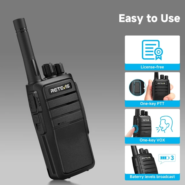 Alt view image 5 of 7 - RT21 Walkie Talkies for Adults, 2 Way Radio Long Range 4 Pack | License-Free FRS for K 12 School, IP54, Voice Battery Check, Upgraded Type-C Charging, Emergency Alarm, Rugged for Daily Use