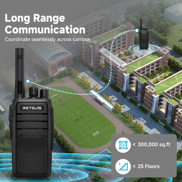 Alt view image 6 of 7 - RT21 Walkie Talkies for Adults, 2 Way Radio Long Range 4 Pack | License-Free FRS for K 12 School, IP54, Voice Battery Check, Upgraded Type-C Charging, Emergency Alarm, Rugged for Daily Use