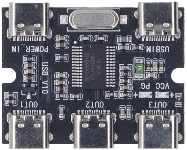Main image of USB 2.0 Hub Expansion Module, 5V 1 in 3 Out Type C Interface USB Hub, Plug and Play USB2.0 Concentrator with GL850G Chip for Laptops and Modern Computers
