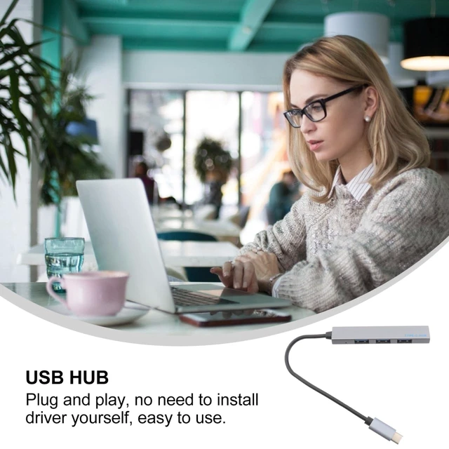 Alt view image 3 of 7 - USB Hub 4-Port OTG Data Dock Type-C to USB 2.0 Adapter Compact 3.1 Hub for Laptop Pc Accessories Plug and Play