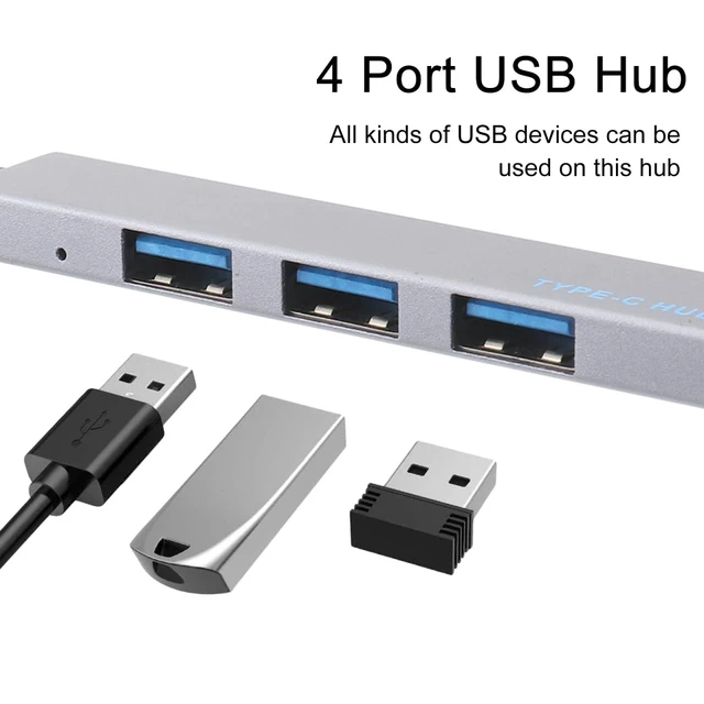 Alt view image 4 of 7 - USB Hub 4-Port OTG Data Dock Type-C to USB 2.0 Adapter Compact 3.1 Hub for Laptop Pc Accessories Plug and Play