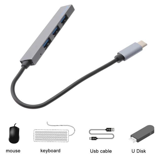 Alt view image 6 of 7 - USB Hub 4-Port OTG Data Dock Type-C to USB 2.0 Adapter Compact 3.1 Hub for Laptop Pc Accessories Plug and Play
