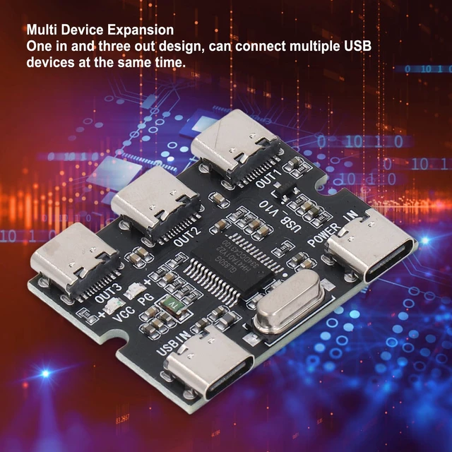 Alt view image 7 of 7 - 5V USB 2.0 Hub Expansion Module, 1 in 3 Out Type C Interface, High - Efficiency GL850G Chip USB Hub for Students Engineers Technicians, Plug and Play with No Driver