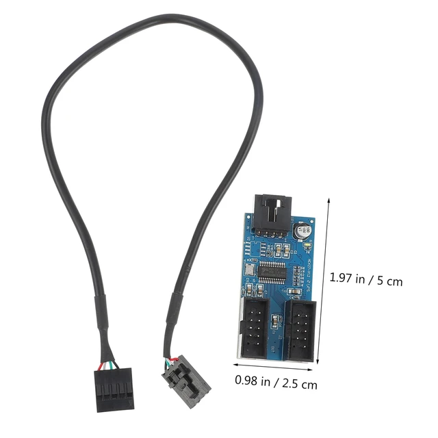 Alt view image 5 of 7 - USB 2.0 9-Pin Motherboard Header Extension Splitter Cable | Dual 9-pin Connector, Pcb Build, Shielded Cable, Adhesive Sticker, for Computer Chassis Install