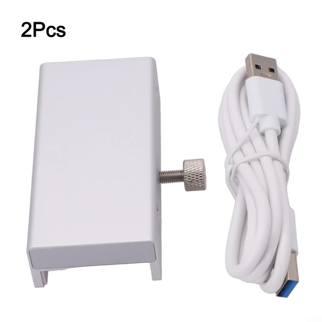 Alt view image 7 of 7 - 4 Ports USB 3.0 Hub Aluminum Docking Station with Clamp, 5Gbps Data Transfer Splitter Adapter for PC Laptop Monitor Edge 10-32mm, Silver