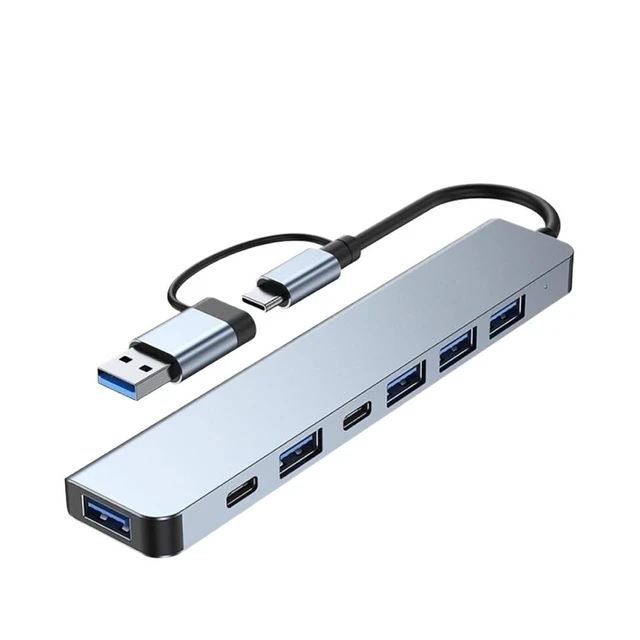 Alt view image 2 of 4 - 4/5/7 Ports USB3.0 Ty/pe C Hub Concentrator Docking Station | SD TF Card Reader PD(4 in 2 Silver)