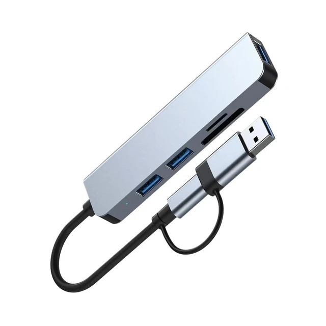 Alt view image 4 of 4 - 4/5/7 Ports USB3.0 Ty/pe C Hub Concentrator Docking Station | SD TF Card Reader PD(4 in 2 Silver)
