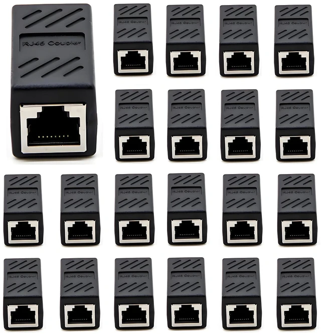 Main image of RJ45 Cat5 Couplers (20 Pack) | in Line Coupler Cat5 Cat5e Cat6 Cat7 Ethernet Cable 8P8C Extender Adapter Female to Female, Black