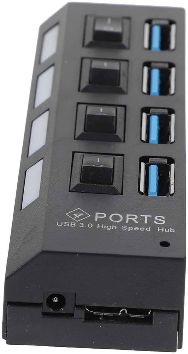 Main image of 1Pc USB Port Hub with Independent High Speed USB Splitter for Laptops and Devices Overload Protection Concentrator Black US Plug