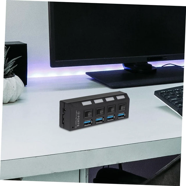 Alt view image 3 of 7 - 1Pc USB Port Hub with Independent High Speed USB Splitter for Laptops and Devices Overload Protection Concentrator Black US Plug