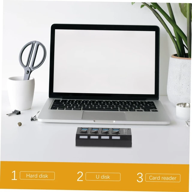 Alt view image 6 of 7 - 1Pc USB Port Hub with Independent High Speed USB Splitter for Laptops and Devices Overload Protection Concentrator Black US Plug