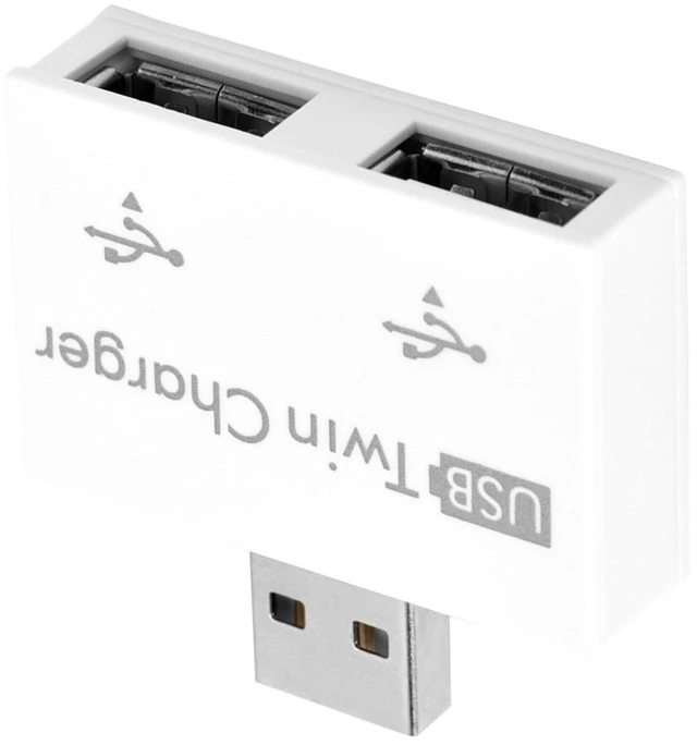 Alt view image 2 of 7 - USB 2.0 Hub Splitter Adapter, 2Port USB Twin Charger Converter Concentrator for Charging Two Devices Simultaneously, Small Portable Plug and Play, Durable White (White)
