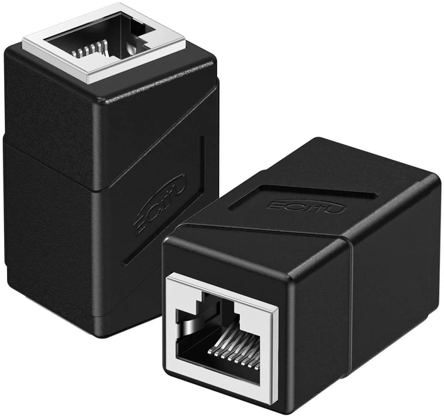 Main image of RJ45 Coupler, 2 Pack Ethernet Adapters Female to Female, Patch Cable Extender Adapter, 8-Pin Modular Straight Through, Network Connectors for Cat8/Cat7/Cat6/Cat6a/Cat5e/Cat5 Cable(Black)