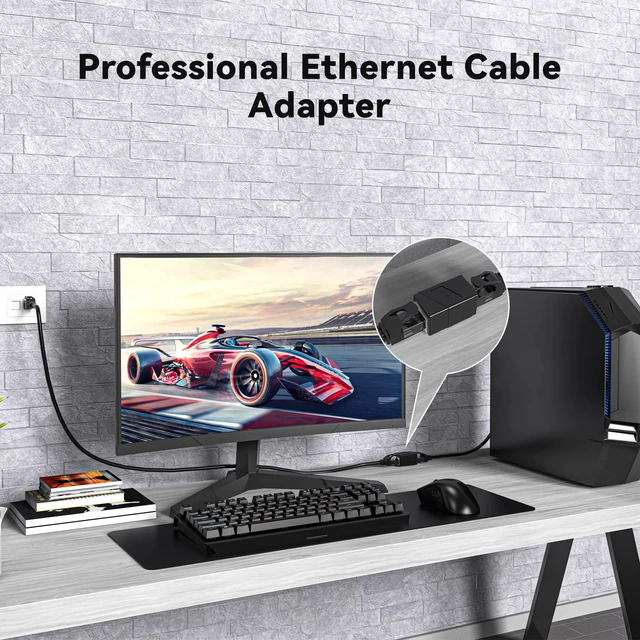 Alt view image 4 of 6 - RJ45 Coupler, 2 Pack Ethernet Adapters Female to Female, Patch Cable Extender Adapter, 8-Pin Modular Straight Through, Network Connectors for Cat8/Cat7/Cat6/Cat6a/Cat5e/Cat5 Cable(Black)