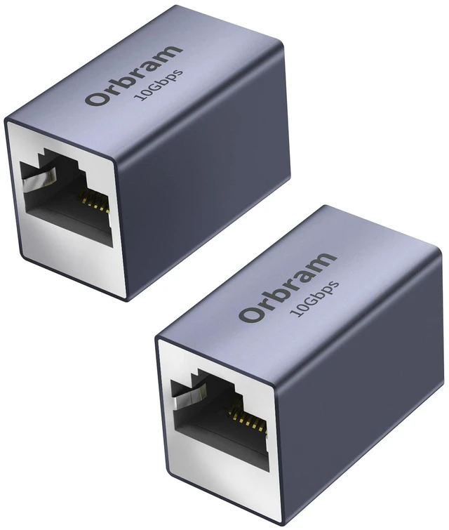 Main image of 2 Pack Ethernet Extender 10Gbps, UL Listed RJ45 Coupler Adapter for Cat8/Cat7/Cat6a/Cat6/Cat5 Cable, 328ft Long-Distance Connection, Female to Female Coupler, Aluminum Alloy Shell, Space Grey