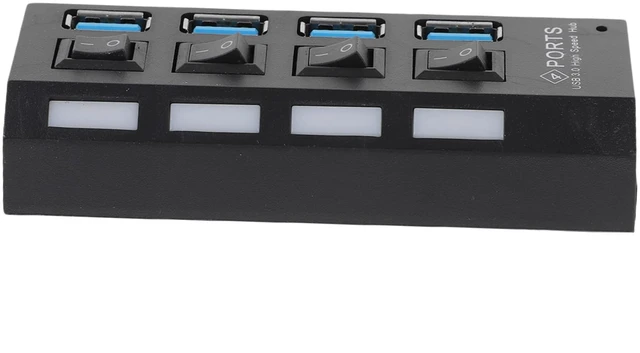Main image of Port High Speed Hub with Independent USB Concentrator for Laptop and Gaming Overload Protection USB Extender with External Power Support Black US Plug