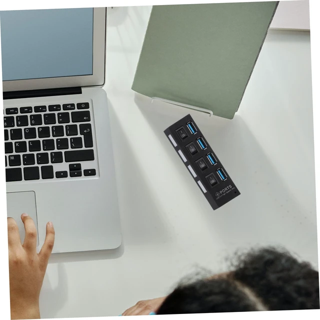 Alt view image 2 of 7 - 1Pc USB Hub Port High Speed USB Concentrator with Overload Protection Compatible with USB for Laptop and More Black US Plug