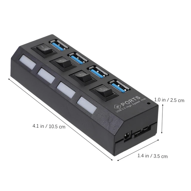 Alt view image 3 of 7 - 1Pc USB Hub Port High Speed USB Concentrator with Overload Protection Compatible with USB for Laptop and More Black US Plug