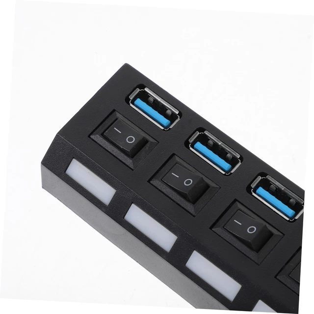 Alt view image 7 of 7 - 1Pc USB Hub Port High Speed USB Concentrator with Overload Protection Compatible with USB for Laptop and More Black US Plug