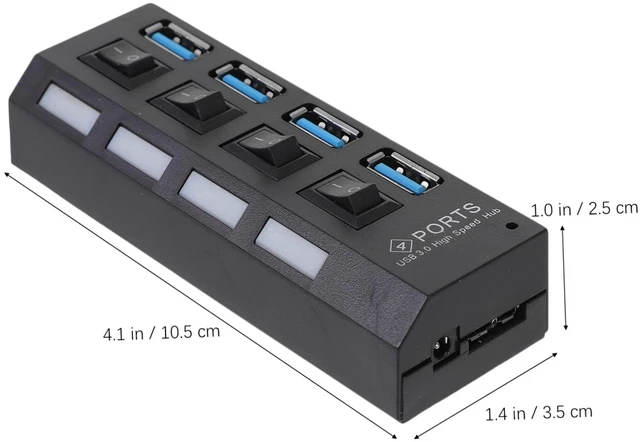 Alt view image 4 of 7 - USB 3.0 Hub 4 Ports and Independent Power for Computer High-Speed USB Concentrator for Laptops and Desktops Black