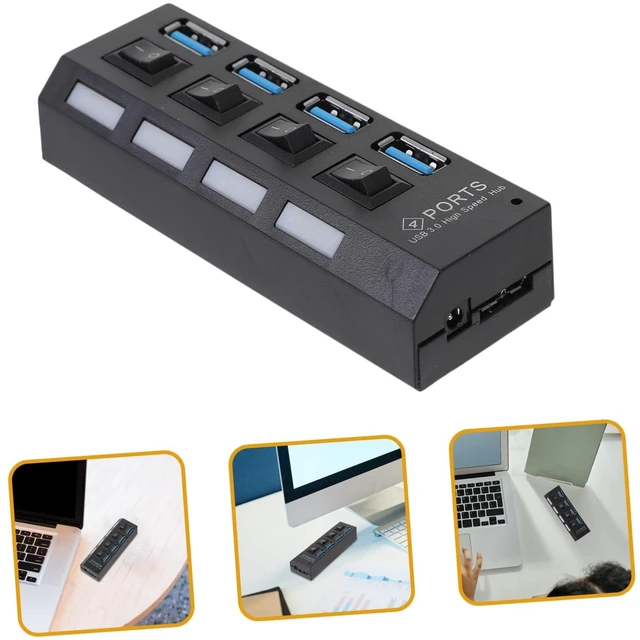 Alt view image 6 of 7 - USB 3.0 Hub 4 Ports and Independent Power for Computer High-Speed USB Concentrator for Laptops and Desktops Black