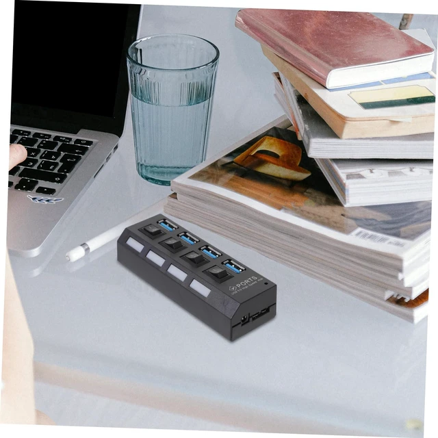 Alt view image 7 of 7 - USB 3.0 Hub 4 Ports and Independent Power for Computer High-Speed USB Concentrator for Laptops and Desktops Black